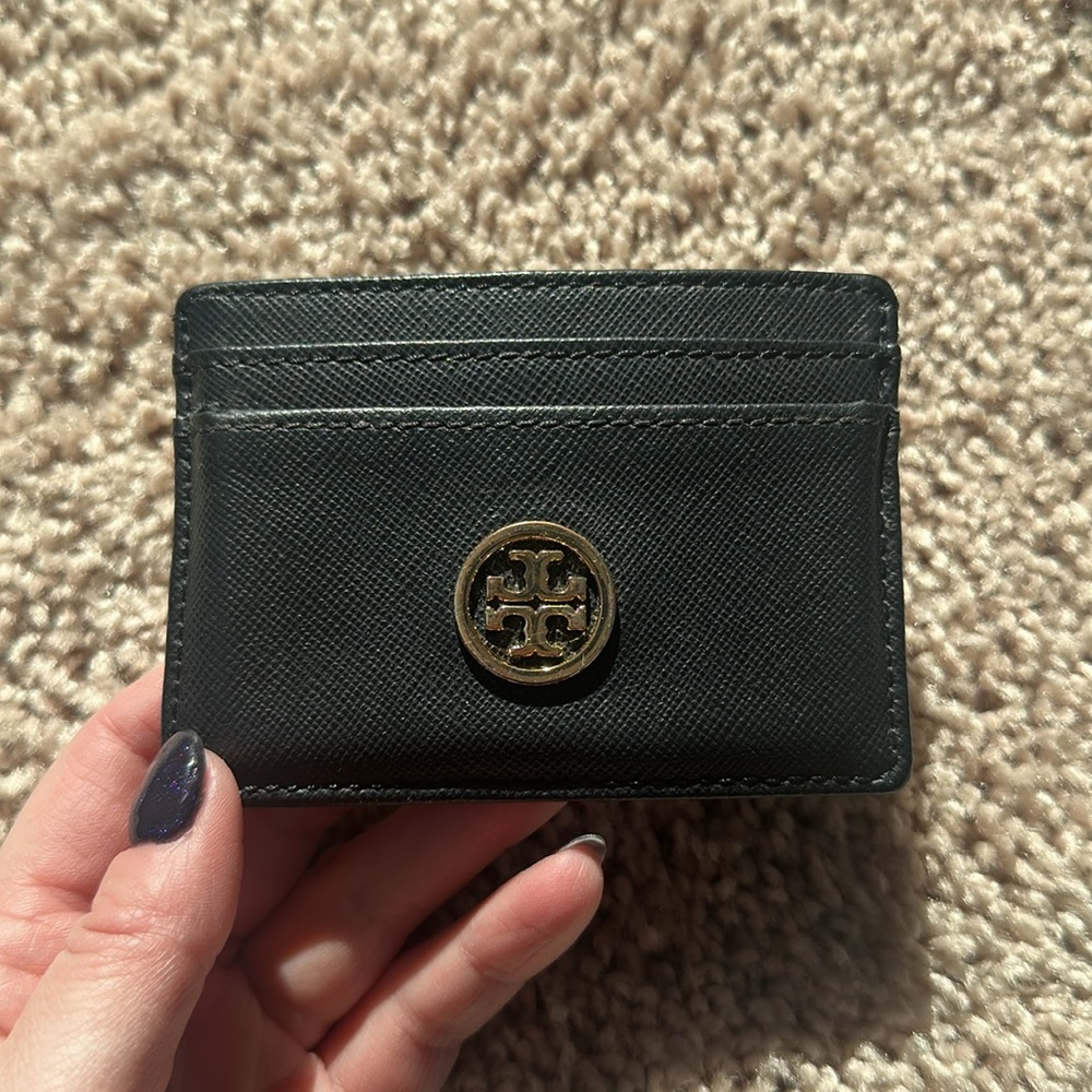 Tory Burch Card Case Wallet - black & gold